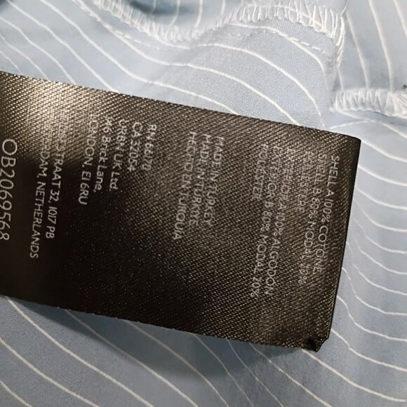 Maeve Navy Sweatshirt Dress Blue Striped Ruffle Hem Womens S Cotton Blend - Picture 8 of 11